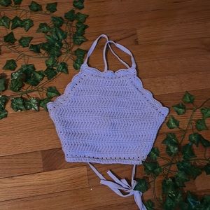 Hollister - Lavender crocheted crop top